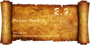 Reiss Henrik névjegykártya